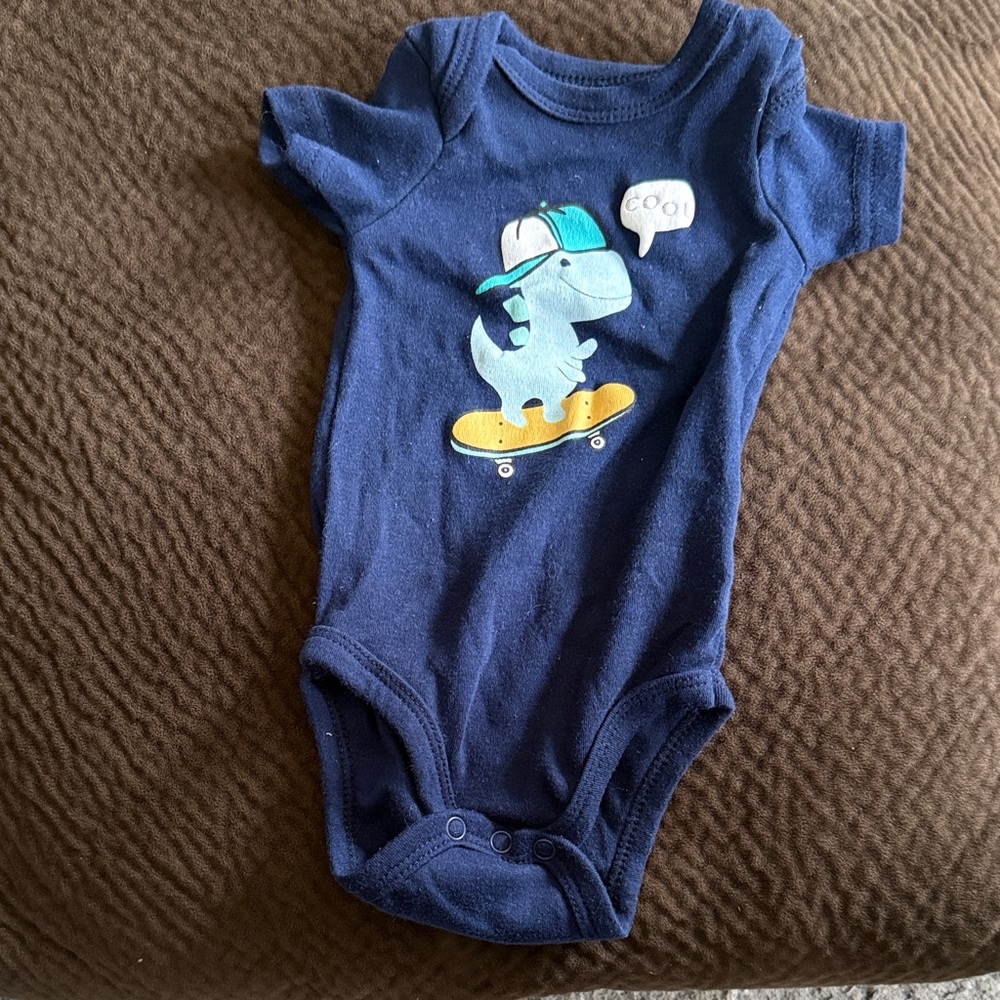 Navy Dino Skateboard One-Piece Bodysuit for Kids